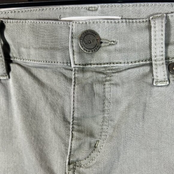 Loft‎ Womens Jeans Modern Skinny Crop Raw Hem Stretch Light Sage Green Size 25 - Picture 4 of 9